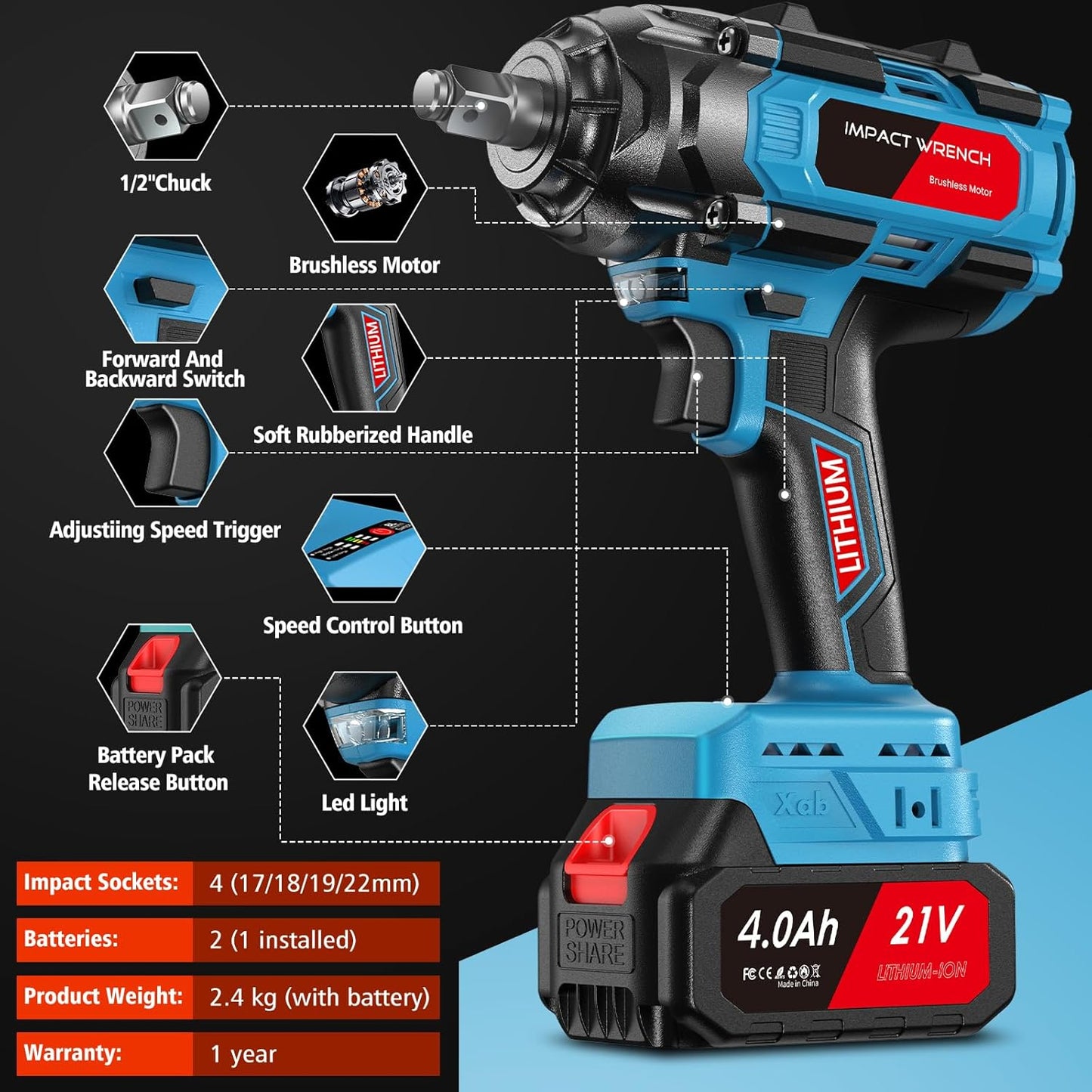 Pistola de impacto 800 Nm